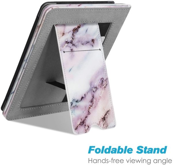 FINTIE Coque pour 6" Kindle Paperwhite (10e Génération, 2018 / Tous Ancienne Génération 2012-2018) - Étui Kick-Stand avec Fente pour Carte et dragonne, Veille/Réveil Automatique, Marble Pink – Image 2