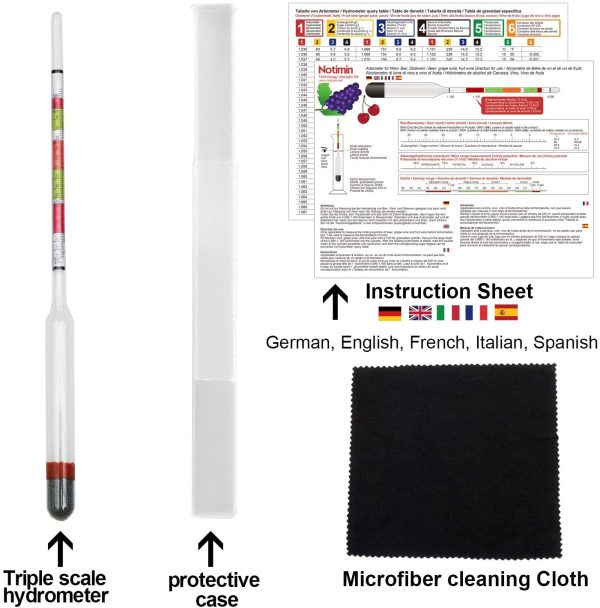 Brix Mètre Hydromètre Sucre Brix Densimètre (Mesure de la densité, Testeur de Sucre Brix, la teneur en Alcool prévue) pour Bière, Vin et Vin de Fruits pour Le Brassage à Domicile – Image 5