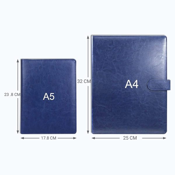 Bloc Note A5 conferencier Cuir Porte documents, Portfolio, Planchette, Support pour bloc-notes format A5 avec organiseur de Conférencier porte-documents,Porte-Bloc ( Bleu ) – Image 4