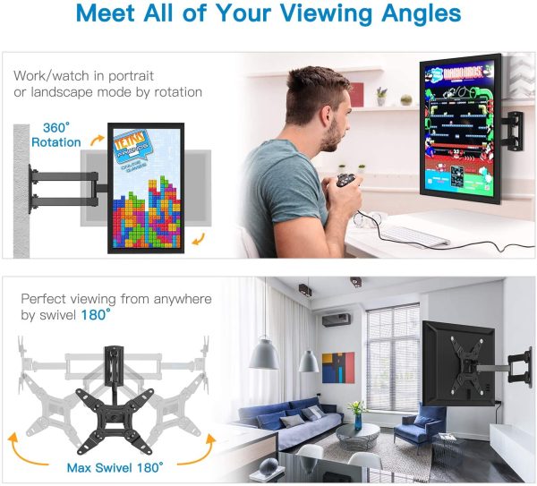 Support Mural TV pour écrans 13-42 Pouces LED LCD et courbé Support TV Inclinable et orientable - Support TV avec VESA Max de 200x200mm Capacité Max de 20kg