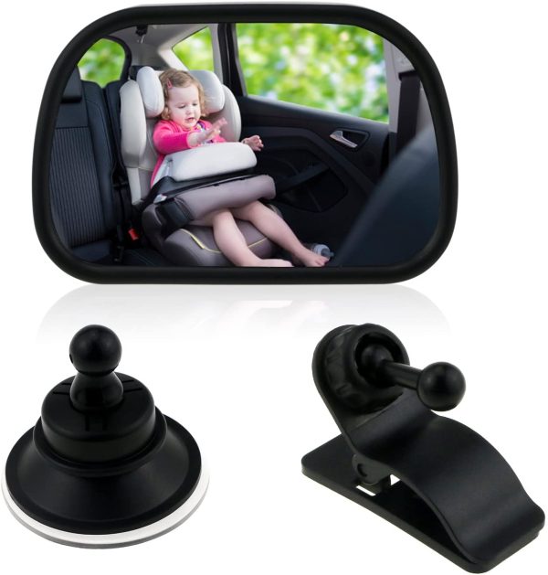 Bébé Vue Arrière Miroir, Miroir Auto Bébé Rétroviseur de Surveillance Bébé pour Siège Arrière Miroir de Voiture pour Bébé en Sécurité Avez Une Rotation – Image 3