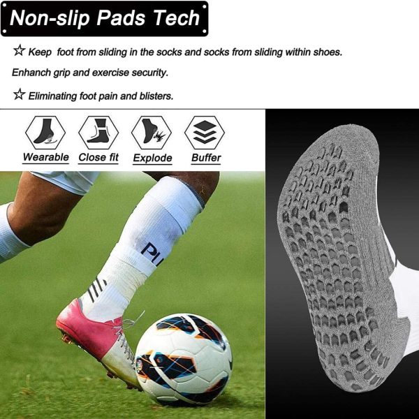 Gogogoal Chaussette de sport antidérapante pour hommes femmes, epaisse respirant athlétisme Chaussettes pour football basketball handball rugby velo trekking Yoga aptitude – Image 4