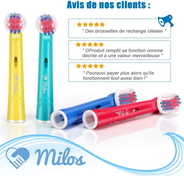 Brossettes de Rechange Électriques Enfants Milos (Pack de 16) Compatibles avec les Brossettes Oral B Enfant Braun de Rechange, Brossettes Oral B Enfants Électriques Premium Compatibles – Image 7