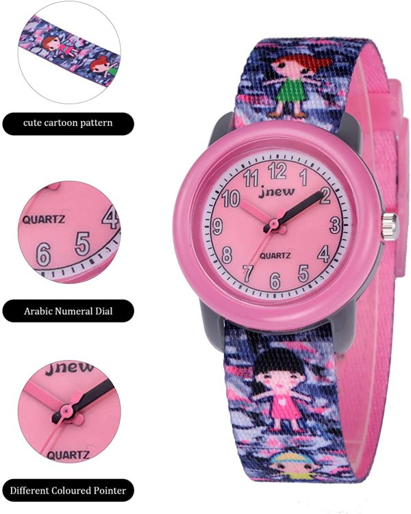 HMJIA Montre Enfant Garcon, Montre Enfant Fille pour 3-12 Ans, Montre Enfant en Silicone/Nylon de Dessin animé, 3ATM, Mouvement à Quartz Japonais – Image 2