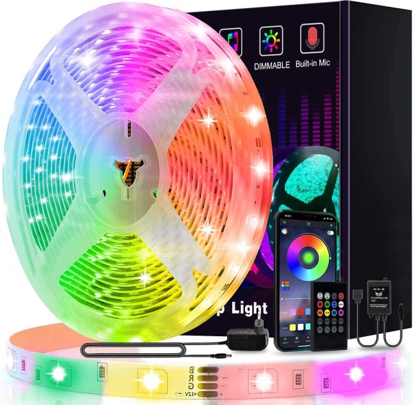 Ruban Led 5m,  Smart Led Chambre 5050 Bande Led Ruban Rgb App Contrôle, Led Ruban avec Télécommande Bluetooth, Synchroniser avec Rythme de Musique pour Chambre – Image 5