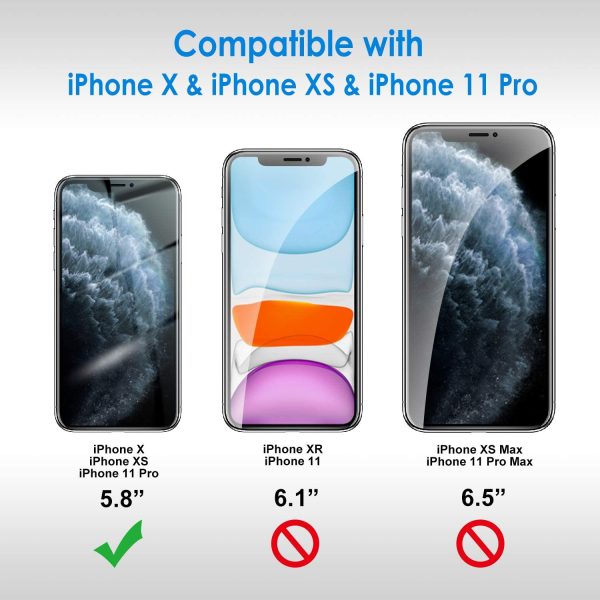 Film de Protection d'écran pour iPhone 11 Pro, iPhone XS et iPhone X 5,8" en Verre Trempé, Lot de 2