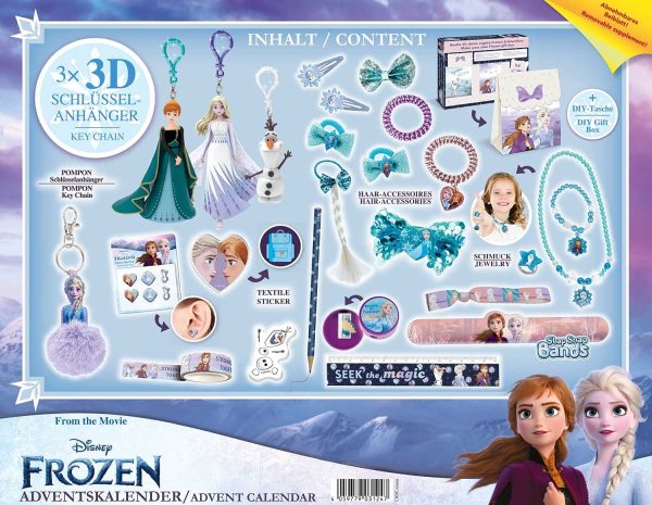 CRAZE Calendrier de l'Avent 2021 Disney La Reine des Neiges 2 Calendrier de Noël Enfant Frozen 2 Jouet Fille & Garçon et Fournitures Scolaires 31247 Multicolour – Image 5