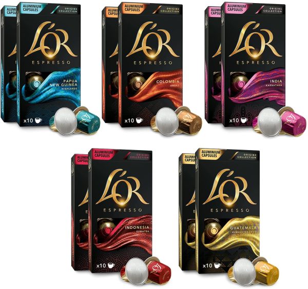 L'OR - Espresso ??Collection Origines ??100 Capsules de Café Compatibles Nespresso ®* ?? Coffret de 5 Variétés ??Intensité 7 à 10 ??Lot de 10 x 10 – Image 2