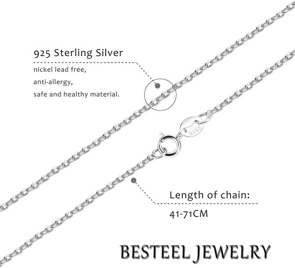 BESTEEL 1.5 MM Collier en Argent 925 pour Hommes Femmes Longue Chaîne Collier Fine approprié pour pendentifs avec Coffret Cadeau, 41-71 CM – Image 3