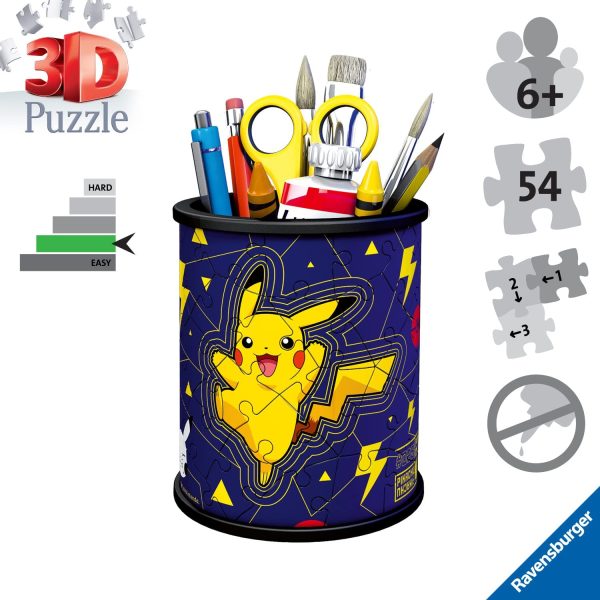 Ravensburger- Puzzle 3D 54 pièces Pot à Crayons-Pokémon Enfant, 4005556112579, Standard