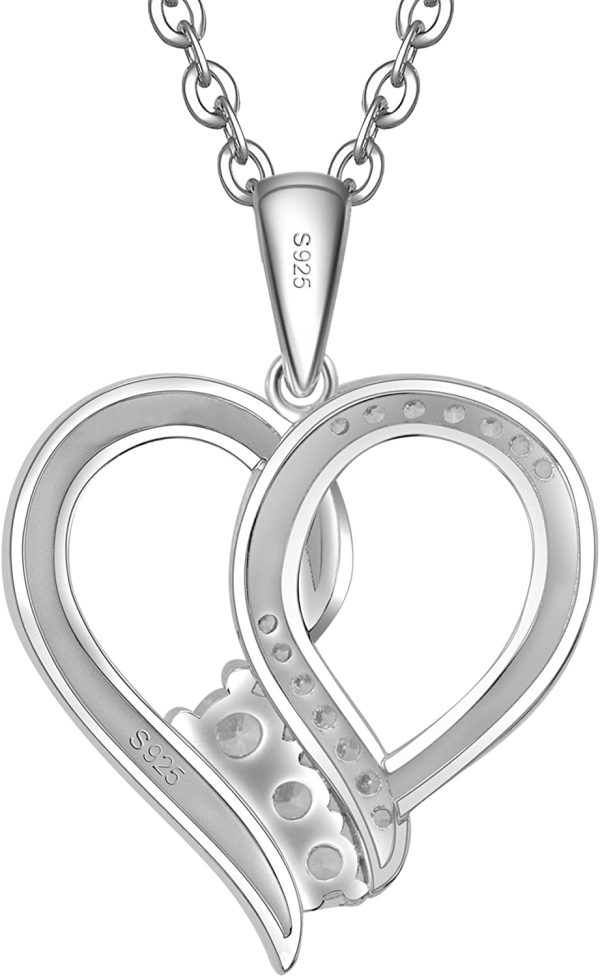 ENGSWA Collier Personnalisable Femme Argent 925 avec Gravure Pendentif Cœur Cadeau Amoureux Mère Maman Grand-Mère Fille – Image 5