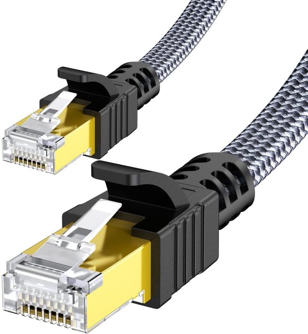 Câble Ethernet 5m, RJ45 Cat 7  Câble Réseau 10Gbps 600MHz Haut Débit S/FTP Cable LAN Plat Nylon Câble S/FTP LAN Câble Internet Compatible avec Routeur Modem Switch TV Box PC PS4 Jeux PS5