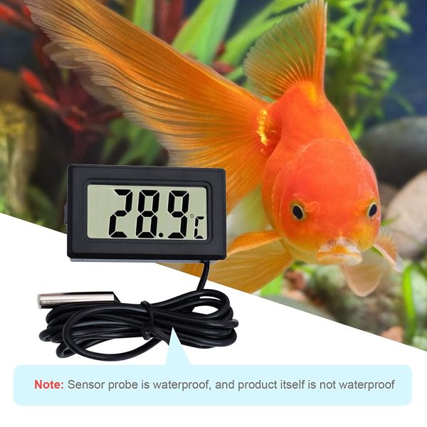 DIFCUL Mini Thermomètre Moniteur de température de thermomètre LCD numérique avec sonde externe pour voiture/réfrigérateur/aquarium/réservoir de poissons/chambre (3 pièces noir)