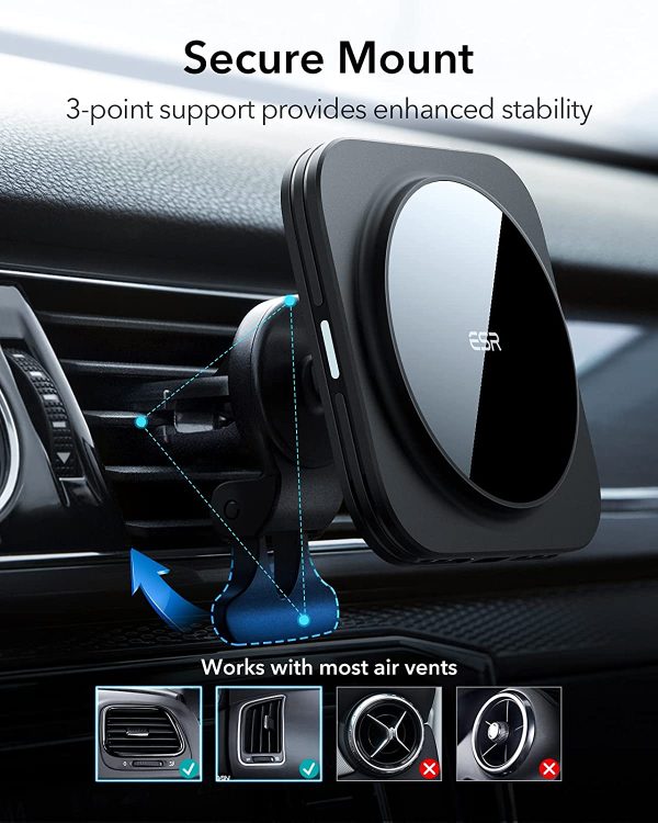 Chargeur Induction Voiture Magsafe HaloLock, Compatible avec iPhone 13/13 Pro/13 mini/13 Pro Max/12/12 Pro/12 Mini/Pro Max, Chargeur sans Fil Voiture Magnétique Rapide, Support Voiture Magnétique – Image 3