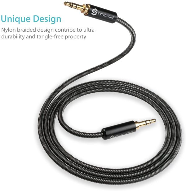 Syncwire Câble Jack Audio Câble Auxiliaire 3.5mm mâle vers mâle [Plaqué Or] Câble Audio stéréo en Nylon pour iPhone, Samsung, iPod, iPad, Voiture, Casque, Autoradio, Smartphones, MP3 etc. - 1M Noir – Image 8