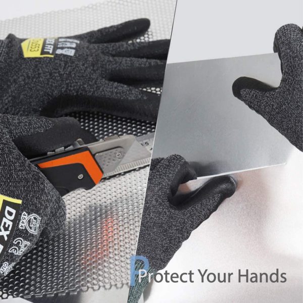 DEX FIT Gants de Travail Cru553 Résistants aux Coupures Niveau 5, Adaptation 3D Confortable Extensible, Agrippants Nitrile Durable, Smart Touch, Fins Légers, Lavables,1 Paire – Image 2