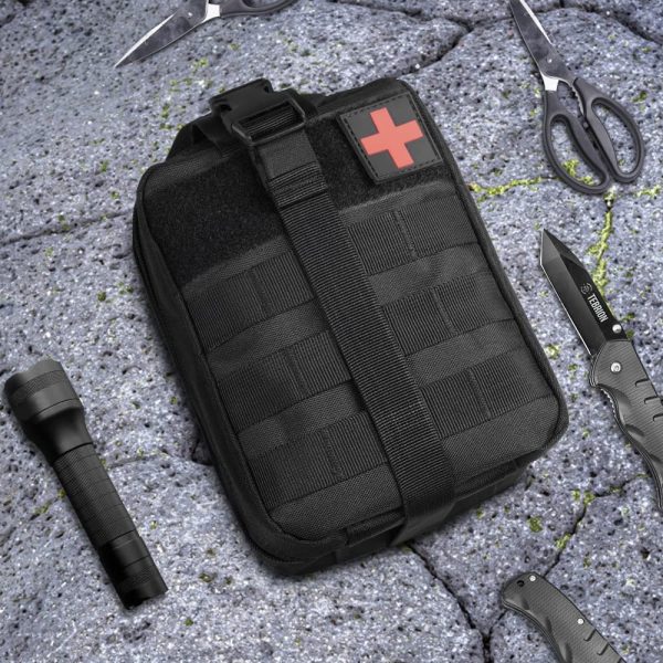 flintronic Tactique Sac Ceinture de Secours, Multifonction Molle de Premiers Secours, Survie Sac à Dos Tactique EDC Gadget Sac avec Croix pour Randonnée Camping Militaires(avec 1 Mousquetons) – Image 8