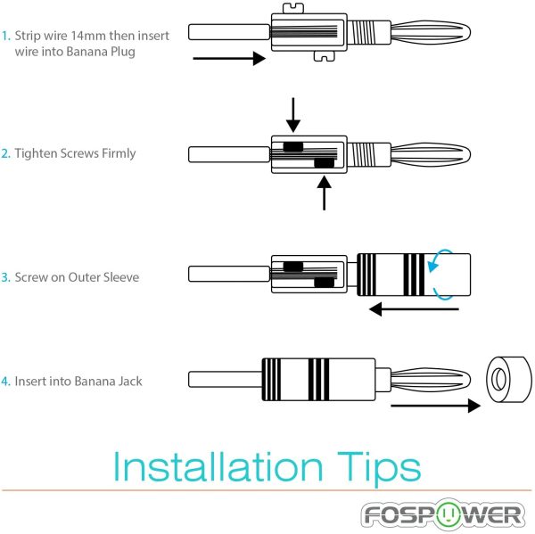 Fiches Bananes (4 Pack), Premium [ 24K Connecteur Plaqué Or ] à Double Vis Prise Jack Banane pour HiFi Haut-Parleur, Câble Enceinte, Amplificateur, Home Cinema, Speaker Cable – Image 4