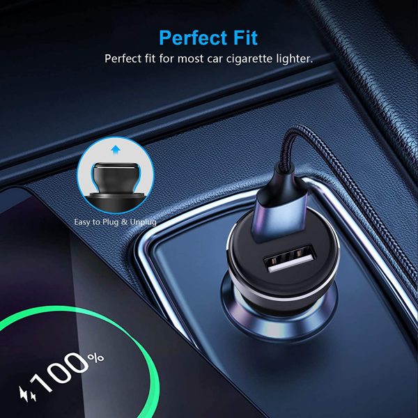 Chargeur Voiture, Chargeur Allume Cigare USB Double Ports Rapide USB Car Charge avec Technologie de Charge Adaptative pour iPhone 11/X/8/7/6, Galaxy S10/S9/S8/S7, Huawei, iPad-Noir – Image 4