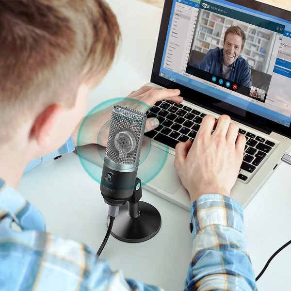 FIFINE USB Microphone, Microphone PC pour ordinateurs Mac et Windows, optimisé pour l’enregistrement, lecture en transit de Twitch, voix silence, podcasting pour YouTube, discussions sur Skype. (K670)