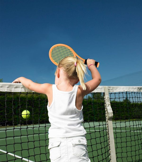 Crefotu Raquette de tennis pour enfant avec sac, raquette en plastique comprenant 4 balles en mousse, 6 volants de badminton pour enfants (plus de 3 ans), jeu de sport en extérieur/intérieur – Image 2