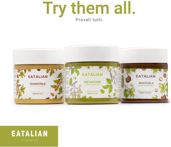 EATALIAN by AMZ BETTER Crème de Pistache à Tartiner 200 gr, Naturelle et Sicilienne, Pâte de Protéines Made in Italy de Qualité Supérieure. Goût sucré Idéal sur le Pain et pour garnir les Gâteaux – Image 5