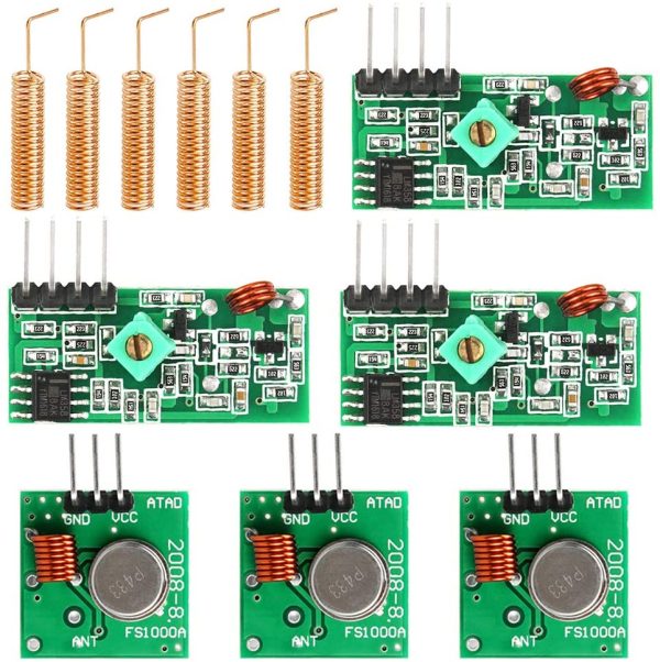 3 Set 433Mhz RF Télécommande Kit Émetteur et Récepteur + 433 MHz Antenne Spirale, RF Wireless Transmitter and Receiver Module Kits Alarme Antivol – Image 5