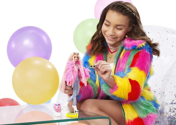 Barbie Extra poupée articulée blonde au look tendance et oversize, avec figurine animale et accessoires, jouet pour enfant, GRN28 – Image 7