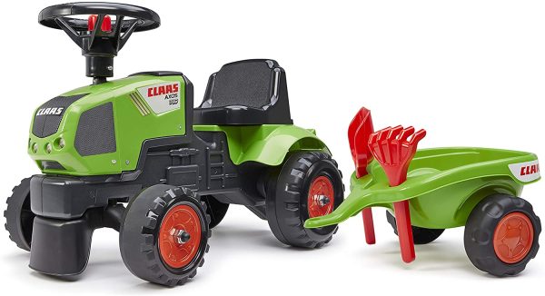 FALK - Porteur tracteur Claas avec remorque et outils - Dès 12 mois - Fabriqué en France - Volant directionnel avec klaxon - 1012C – Image 5