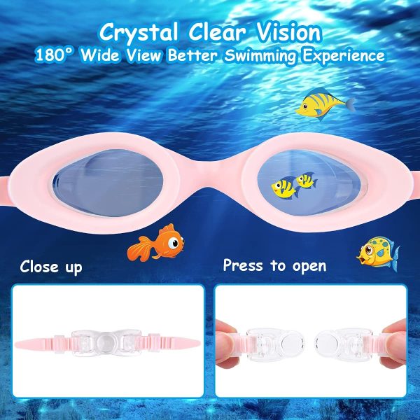 flintronic Lunettes de Natation, Anti-buée et Anti-Fuite Protection UV Longueur Réglable Lunettes étanches avec Bonnet de bain Pince-nez et Bouchons d'oreilles pour Jeune Enfant Garçon Fille 4-12 Ans – Image 3