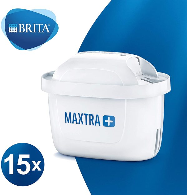 BRITA Maxtra Lot de 15 cartouches de filtre à eau de rechange compatibles avec toutes les carafes Brita ??Réduit le chlore, le calcaire et les impuretés pour un excellent goût