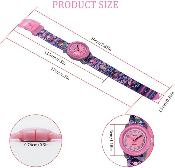 HMJIA Montre Enfant Garcon, Montre Enfant Fille pour 3-12 Ans, Montre Enfant en Silicone/Nylon de Dessin animé, 3ATM, Mouvement à Quartz Japonais – Image 3