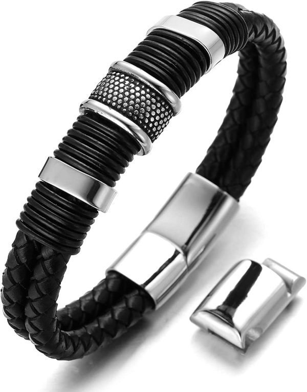 HALUKAKAH Enfants ??Solo Junior ??Garçon Bracelet Cuir Véritable 6-12+3 Ans Titane Acier Fermoir Magnétique Taille Ajustable 18-19.5cm Boîte-Cadeau Gratuit – Image 7