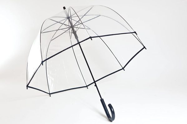 SMATI Parapluie Long Transparent ??Forme Cloche ; Classique et Basic ; Ouverture Automatique ; Diamètre=85cm ; Parapluie Femme ; Couleur liseré Noir – Image 5