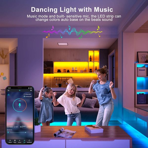 Ruban LED 20M Led Chambre 5050 RGB Bande LED avec Télécommande 40 Touches,Synchroniser avec Rythme de Musique, Contrôlé par APP du Smartphone,LED Ruban pour Maison Décoration, Cuisine, Mariage – Image 2