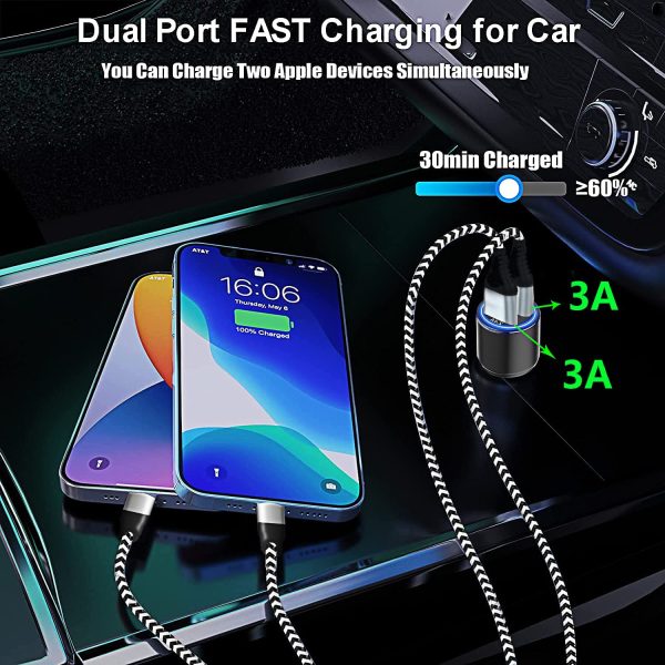 Chargeur Voiture USB C PD &QC 3.0 pour Iphone 11 12/13 Pro/12 Pro Max/12 Mini/Se 2020 XR XS X 8 7/8 Plus,XS Max,Chargeur Auto Allume Cigare Rapide 36W Power Delivery/Quick Charge 3.0+1M Cable USB C – Image 2