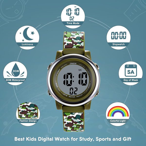 WUTAN Enfants Montres pour Garçons Filles LED Grand Cadran Montre Numérique Montre De Sport pour Enfants Casual Étanche Montres-Bracelet – Image 7