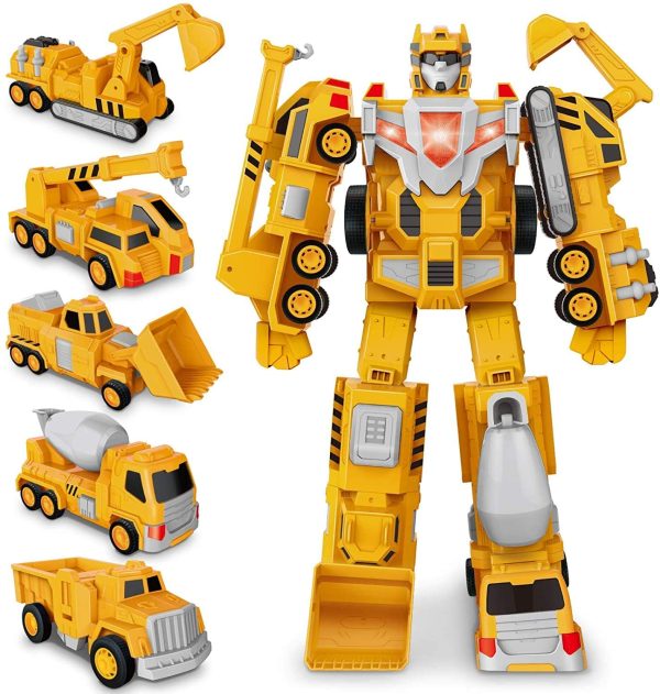 Transformer Robot Voiture Jouets Camion, Dump, Grue, Excavatrice, Bulldozer, Véhicules de Construction Jouets Cadeaux pour 3 4 5 6 Ans Garçon Filles Enfants Cadeau d'anniversaire – Image 7