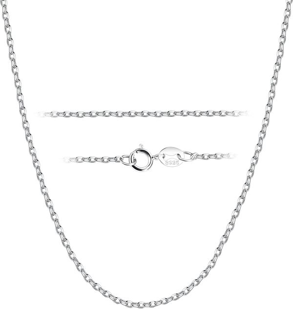 BESTEEL 1.5 MM Collier en Argent 925 pour Hommes Femmes Longue Chaîne Collier Fine approprié pour pendentifs avec Coffret Cadeau, 41-71 CM