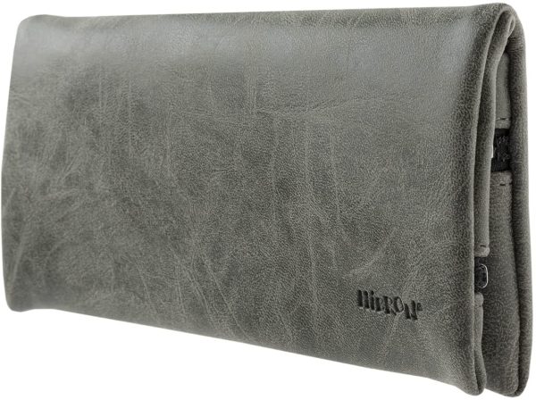 HIBRON Pochette de Tabac, Pochette en Cuir véritable, Sac à Tabac, Sac de Fumage, 100% Cuir (58105 Gris) – Image 5