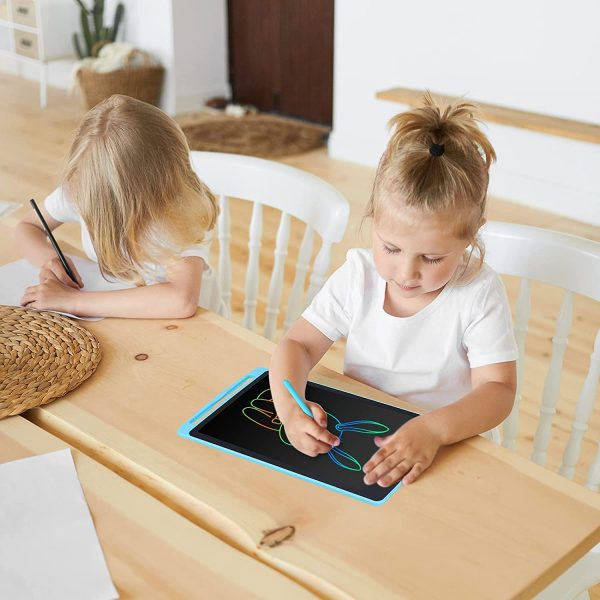 Tablette d'écriture LCD Coloré Tablette Graphique de Dessin 10 Pouces pour Enfants, Tableau Portable de Dessin Effaçable, Planche à Dessin numérique Jouet Educatif pour Garçon Fille, Bleu – Image 3