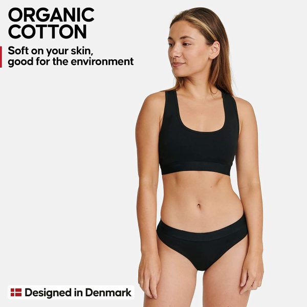 DANISH ENDURANCE Brassière en Coton Bio, Oeko-Tex, sans Armatures, Lot de 1 ou 3 Bralettes, Douce et Confortable au Quotidien, Noir, Gris, Bleu, ou Bordeaux – Image 4