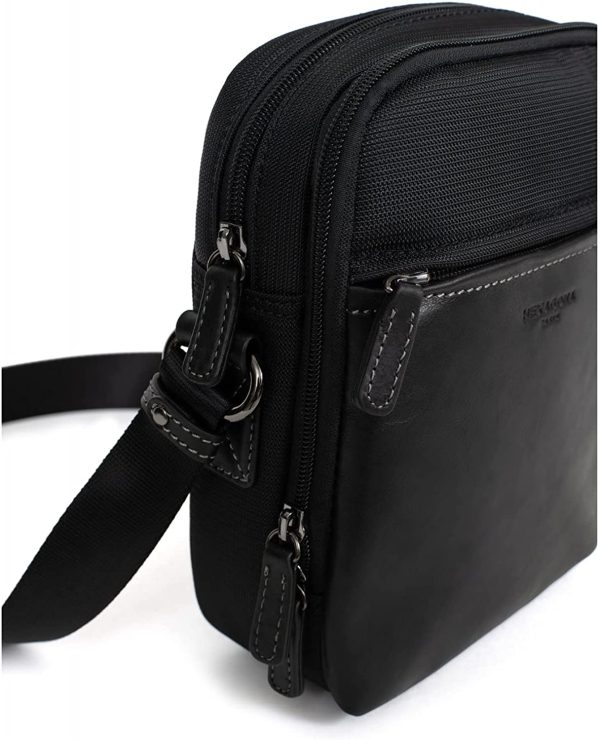 Hexagona Paris - Sacoche - pour Homme - Collection Travel - Noir - en Nylon - 1 bandoulière réglable - Porte-Documents - Serviette - Sacoche - Besace - Sac à Main bandoulière – Image 6