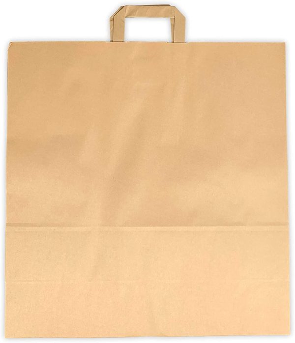 25 Grands Sacs Papier kraft marron écru avec poignée 36 litres largeur 45 cm , hauteur 47 cm, soufflet 17- sac cabas à anse plate solide, résistant papier 90g non imprimé ref UGSE33PP1F (25) – Image 3