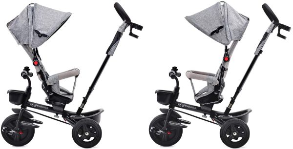 Kinderkraft Tricycle Enfant Évolutif AVEO, 9 Mois à 5 Ans, Accesoires, Gris