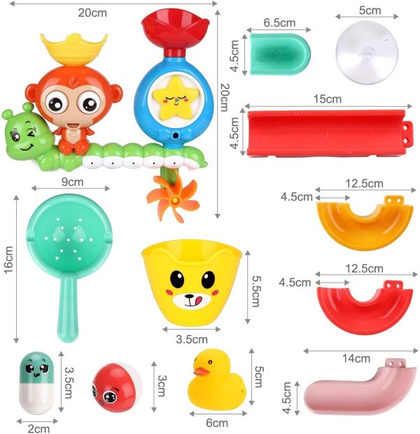 BBLIKE Jouet Bain, 14 Pcs Jouet de Bain Cascade Interactif, Jouets pour Le Bain bébé pour Baignoire Jeu de Piscine – Image 4