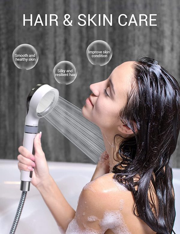 Pommeau de Douche Filtre Anti Chlore, Pommeau Filtrant Haute Pression Economiseur d'eau, Filtre à Douche Anti Calcaire Douchette Salle de Bain Fibre Carbonique – Image 4