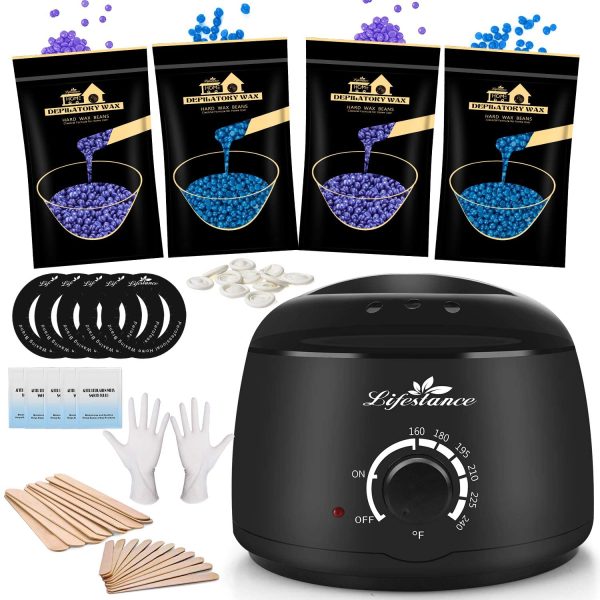 Chauffe Cire Avec 400g Epilation Cire Perles pour Dépilatoire Avec Formule de Lavande Détendue pour Corps, Jambes, Visage, Aisselles, épilation Maillot, Ensemble de Cire Dure Brésilienne – Image 3