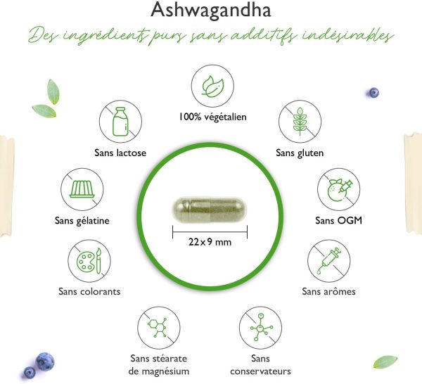 Ashwagandha - 180 gélules avec 750 mg d'extrait pur - Premium : 10% withanolides - Haute pureté - Végétalien - Extra Haute Dose - Qualité Premium – Image 4