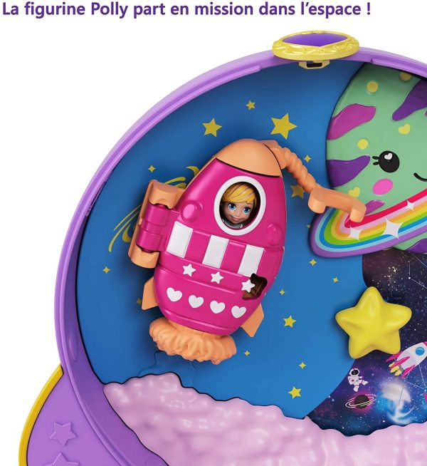 Polly Pocket Coffret Univers L’Exploration de Saturne, mini-figurines Polly et Shani, accessoires et autocollants inclus, jouet pour enfant, GKJ51 – Image 3